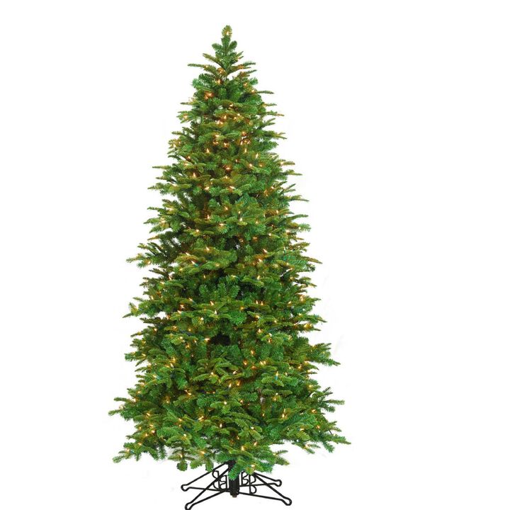 7.5' Pre-Lit Slim Tiffany Pine Deluxe Artificial Christmas Tree  White Lights