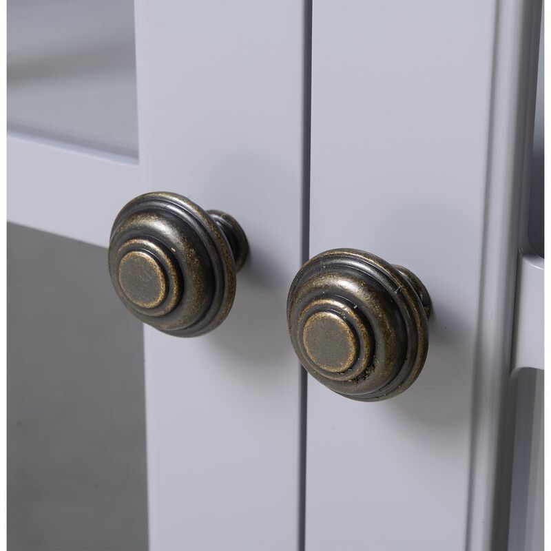 Dark Gray Glass Door Accent and Display Cabinet