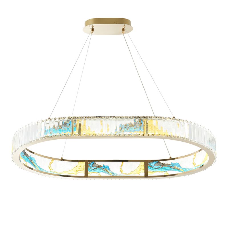 Boeseman's Chandelier Colorful Crystal Integrated LED CC Technology 1 Tier, Squoval