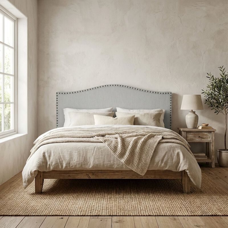 FurniFact Off Upholstered Twin Headboard with Soft Fabric and Classic Design image number 3