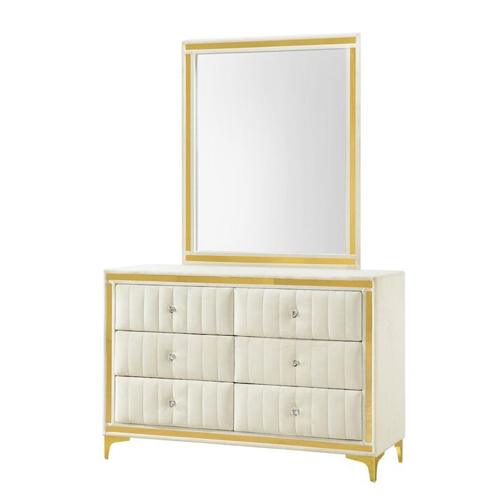6 Drawer Dresser with Gold Legs and Trim – Fully -Assembled and Ready to Use