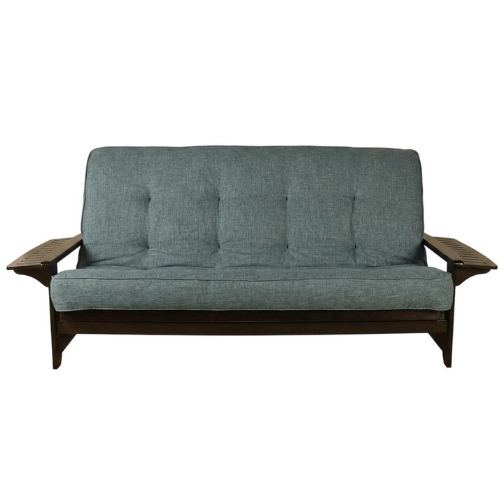 Phoenix Frame Queen-Espresso Finish-Linen Aqua Mattress