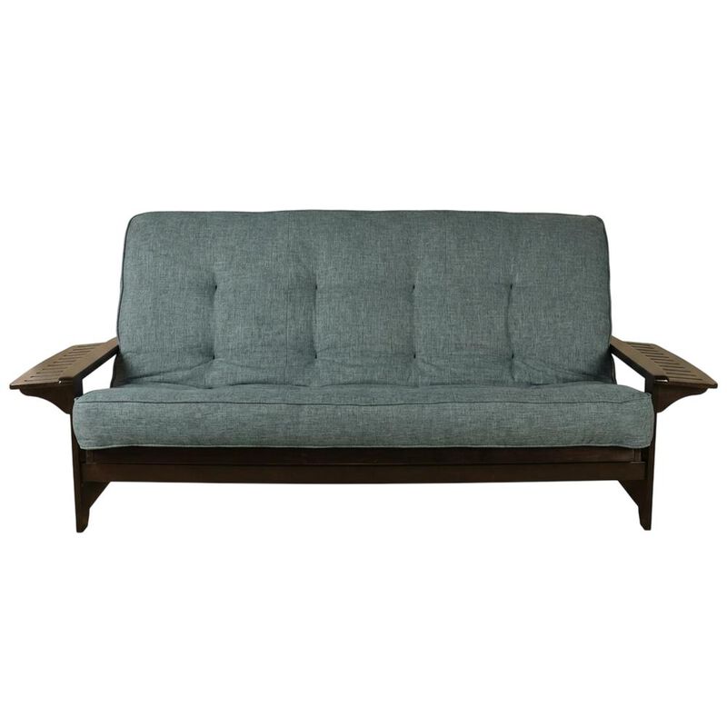 Phoenix Frame Queen-Espresso Finish-Linen Aqua Mattress image number 0