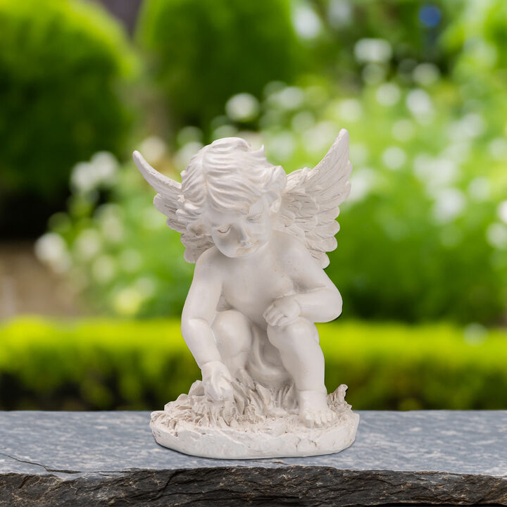 Reaching Cherub Angel Outdoor Garden Statue - 12"
