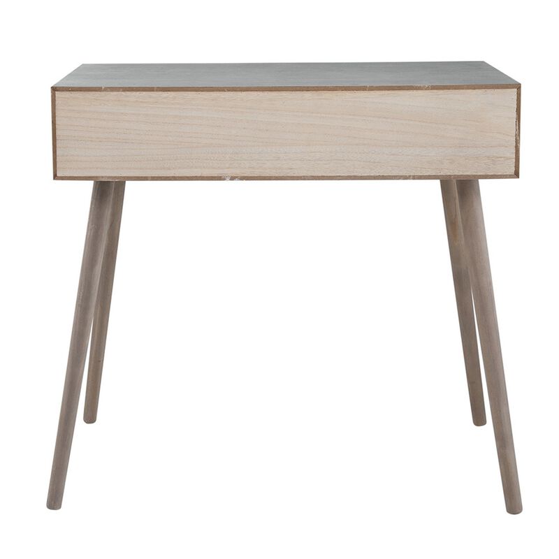 Pia 31 Inch Console Table, Pine Wood, 2 Drawer, Woven Rattan, Rustic Brown