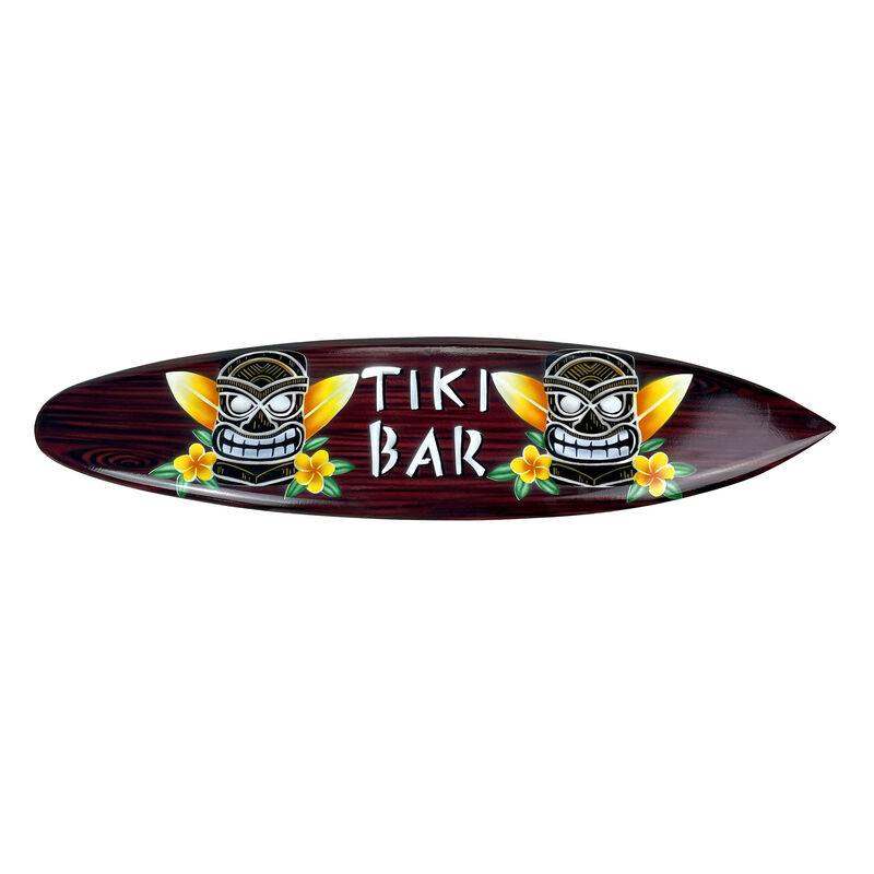 Wooden Tiki Bar Surfboard Wall Decor 39.5" Decorative Beach Sign Art image number 0