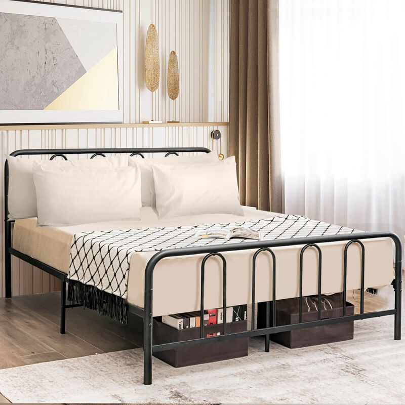 Full/Queen Size Metal Bed Frame with Headboard and Footboard
