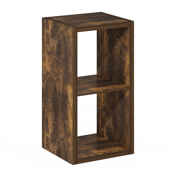 Cubicle Open Back Decorative Cube Storage Organizer, 2-Cube, Amber Pine