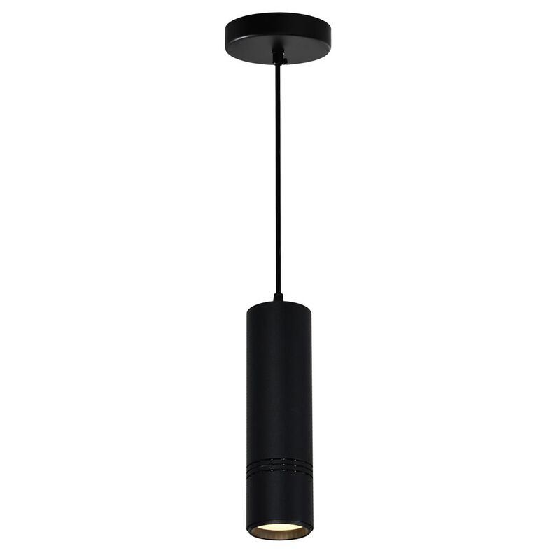 CWI Lighting Stowe LED Down Mini Pendant With Black & Wood Finish