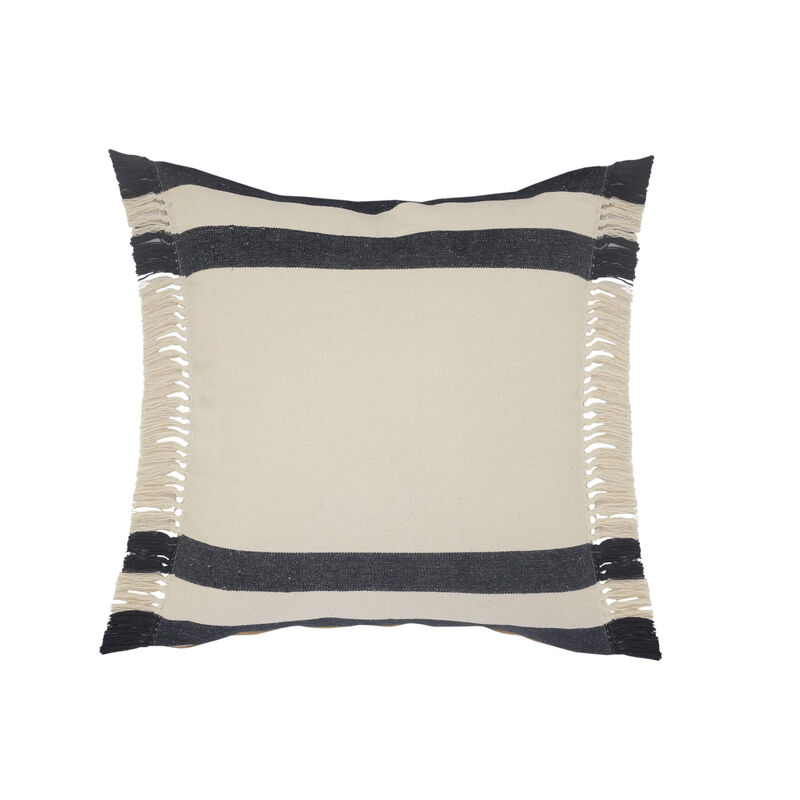 100% Cotton Linen Pillow with Stripes – Zippered Throw Cushion