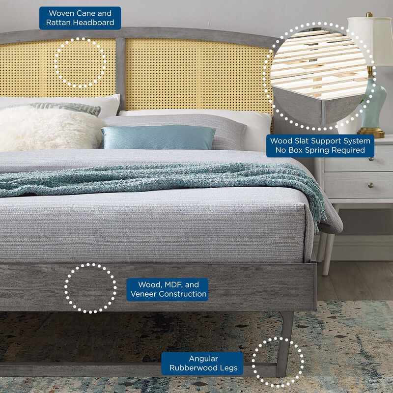 Modway - Sierra Cane and Wood Queen Platform Bed with Angular Legs image number 7