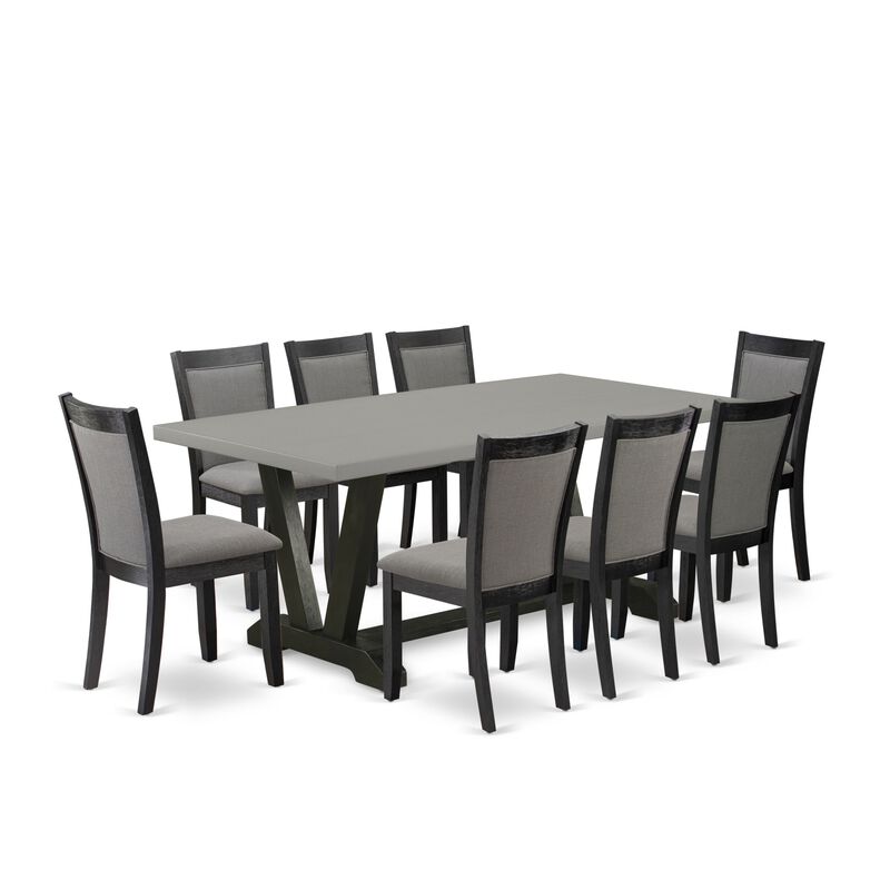East West Furniture V697MZ650-9 9Pc Kitchen Set - Rectangular Table and 8 Parson Chairs - Multi-Color Color image number 0