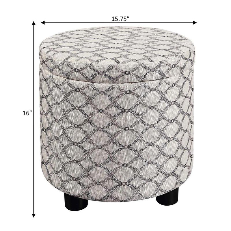 Convience Concept, Inc. Designs 4 Comfort Round Accent Storage Ottoman with Reversible Tray Lid