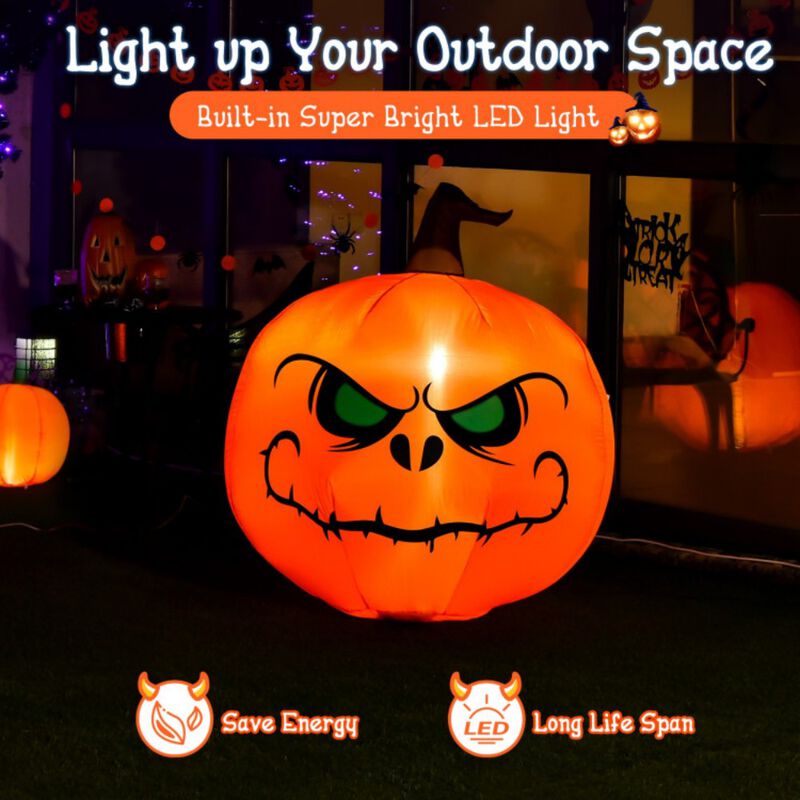 4ft Halloween Yard Glowing Inflatable Pumpkin with Built-In LED Light image number 7