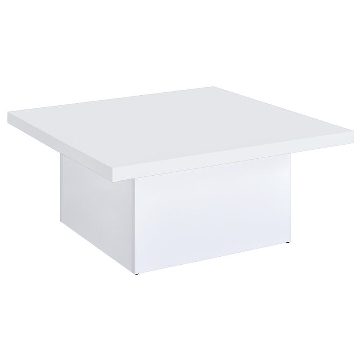 Darla Square Coffee Table, Pedestal Base, Wood