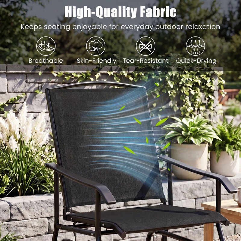 Patio Glider Chair with Black Metal Frame and Comfortable Armrests image number 5