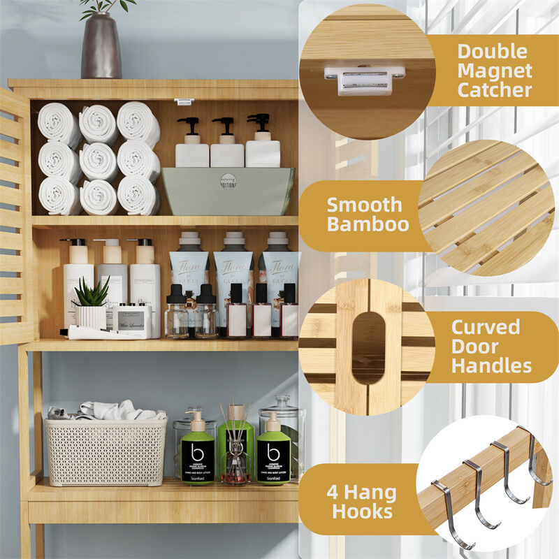 Over-The-Toilet Storage Rack 3-Tier Bathroom Organizer Shelf Cabinet Over Toilet image number 7