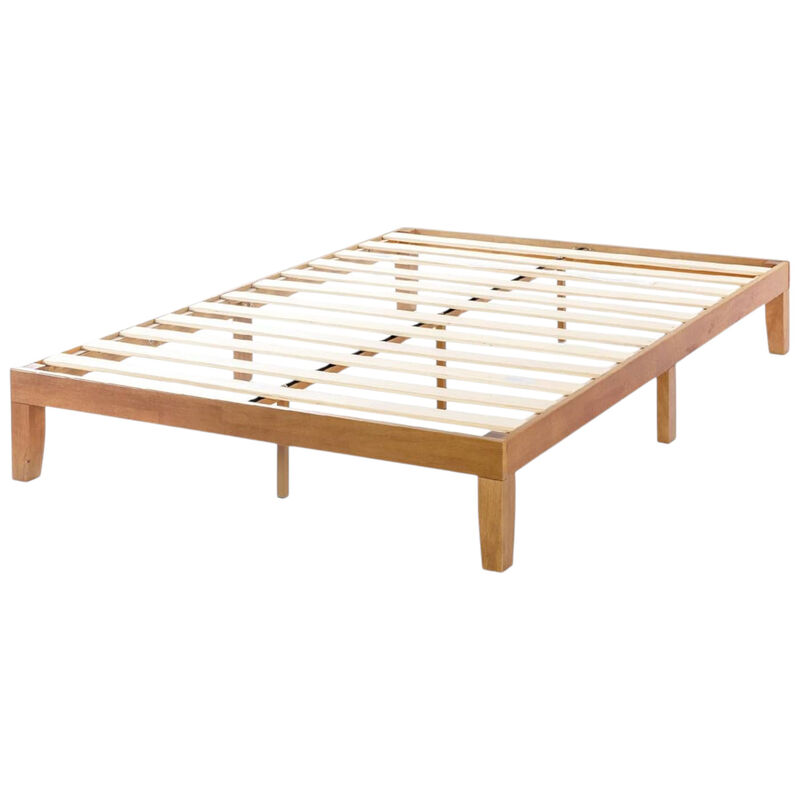 Solid Wood Platform Bed Frame Sturdy Support with Wood Finish