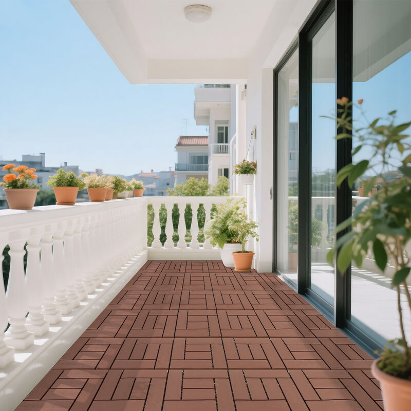 44 Pcs Interlocking Deck Tiles,Plastic Patio Flooring Outdoor Waterproof, All Weather Use for Balcony Porch Backyard Poolside image number 6