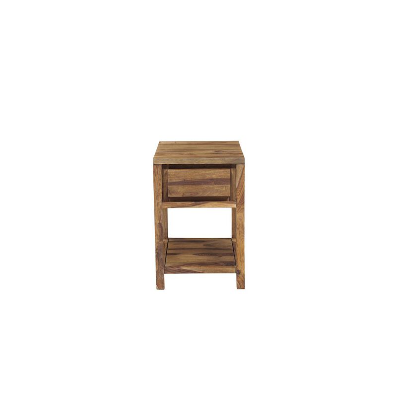 Porter Designs Urban Solid Sheesham Wood End Table, Natural