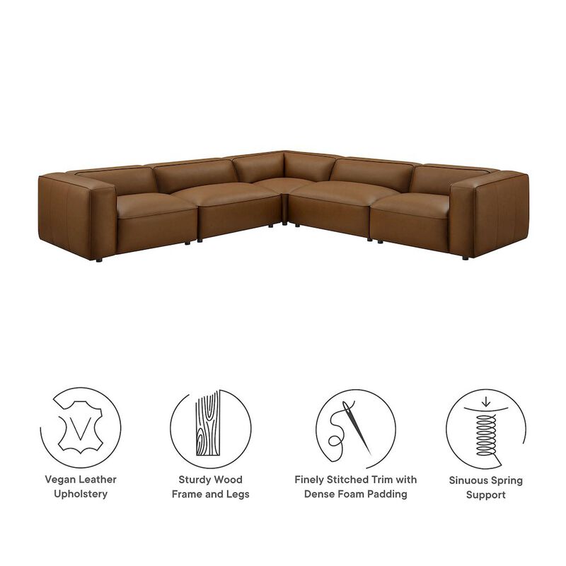Auren 5-Piece Upholstered Vegan Leather Modular L-Shaped Sofa image number 5