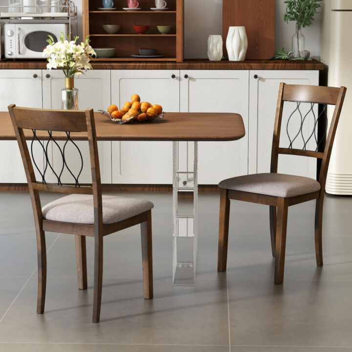 Dining Chair Set of 2 with Fabric or Faux Leather Upholstery and Comfortable Padded Seat