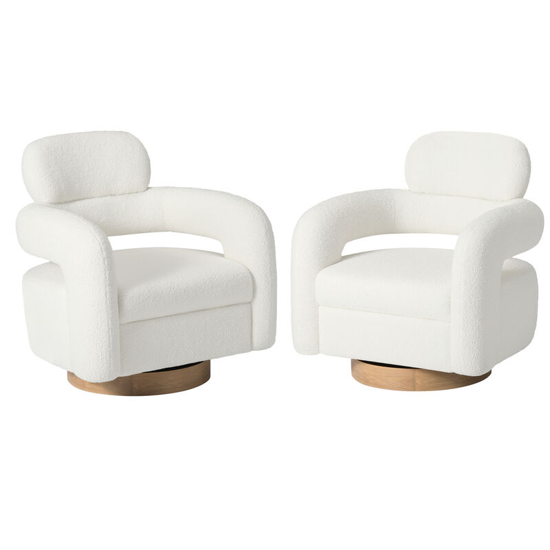WestinTrends Mid-Century Modern Sherpa Swivel Barrel Accent Chair (Set of 2)