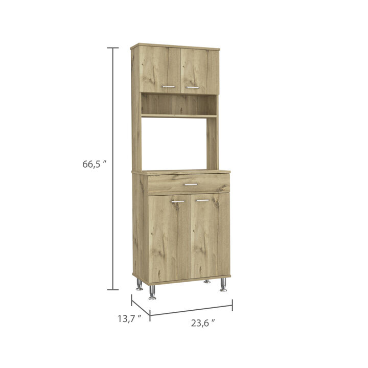 Della 60 Kitchen Pantry with Countertop, Closed & Open Storage -Light Oak
