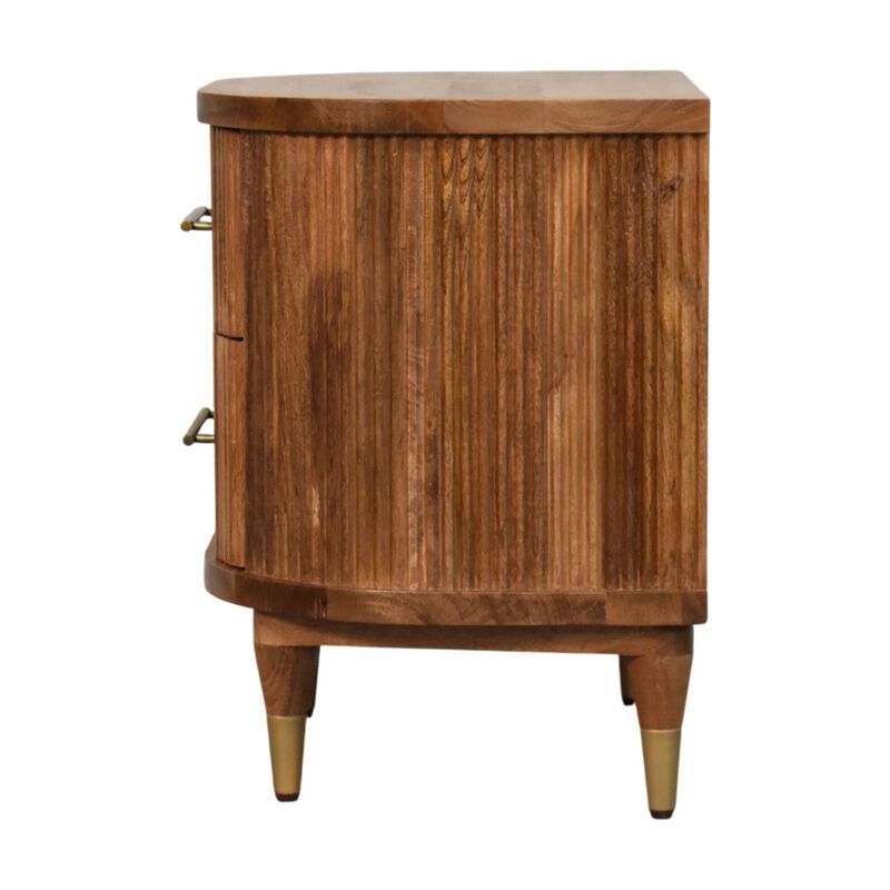 Artisan Furniture Solid Wood Curved 2 Drawer Bedside, Brown image number 6