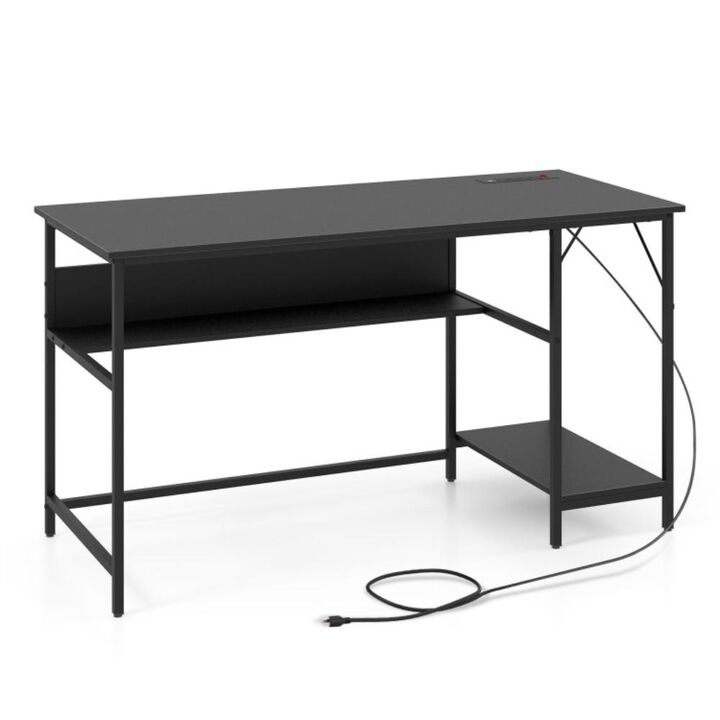 Hivvago 55 Inch Computer Desk with 4 Power Outlets and CPU Stand
