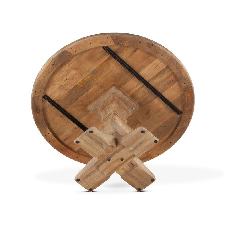 World Interiors Pengrove 54-Inch Round Mango Wood Dining Table in Antique Oak Finish