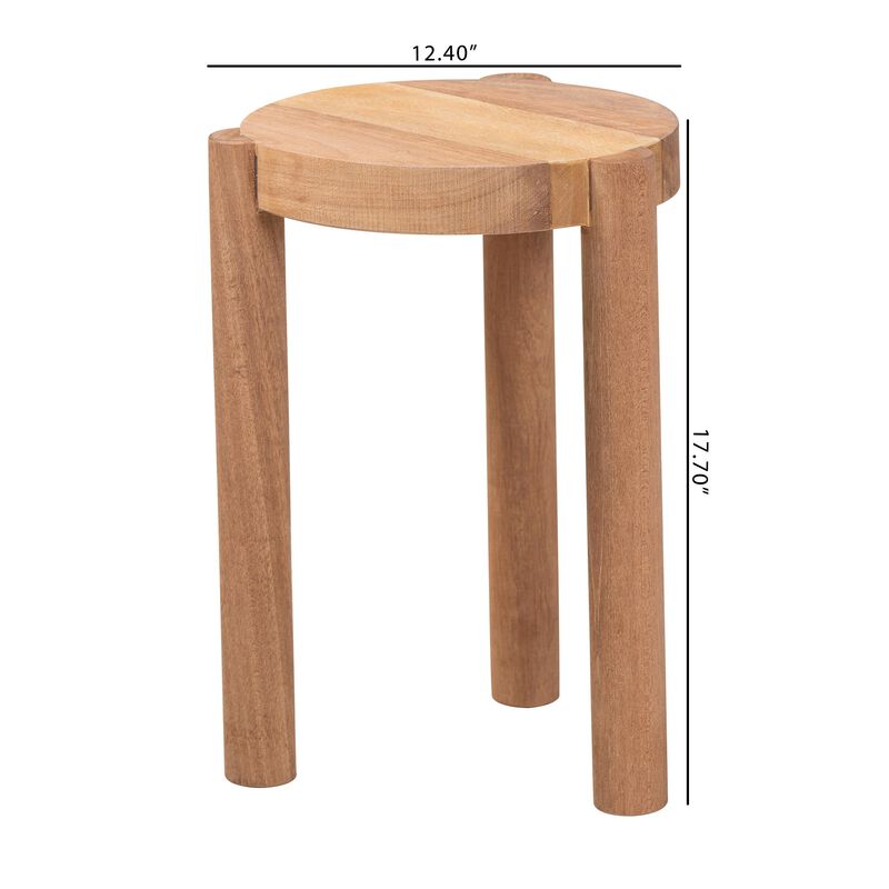 bali & pari Shadi Acacia Wood Multipurpose Accent Stool - Sculptural End Table with Tripod Base for Living Room, Bedroom or Dining Room image number 7