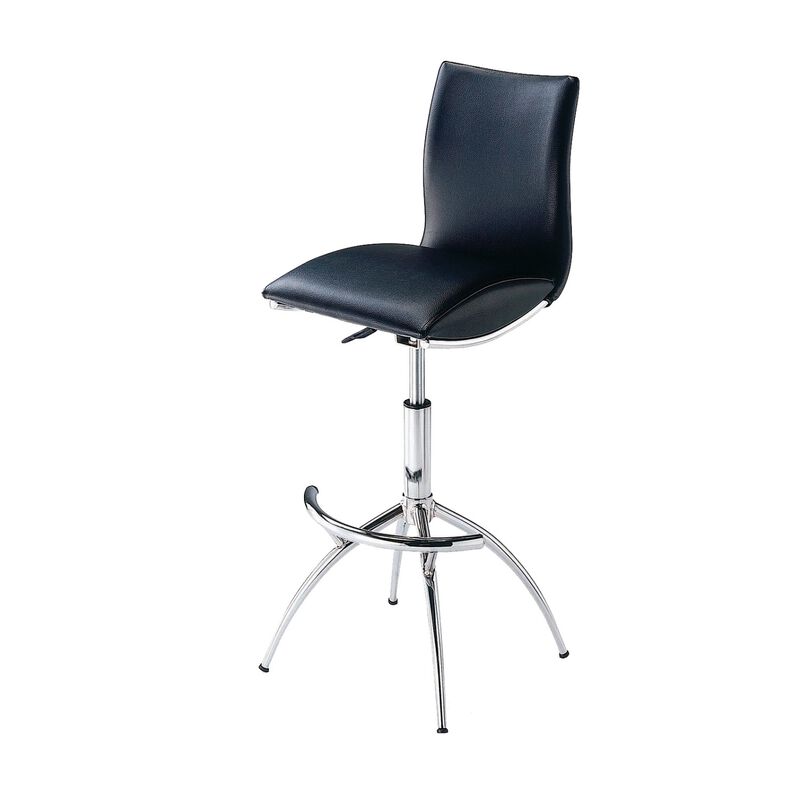 Streamdale Modern Barstool Leatherette/Chrome Adjustable Height In Black Color image number 5