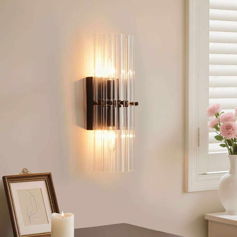 Clara 2-Light Black Crystal Glass Bar Wall Sconce image number 7
