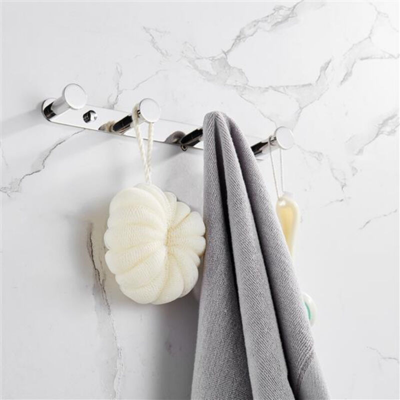 Matte Black Wall-Mounted Towel Hook Rack, 4 Stainless Steel Hooks