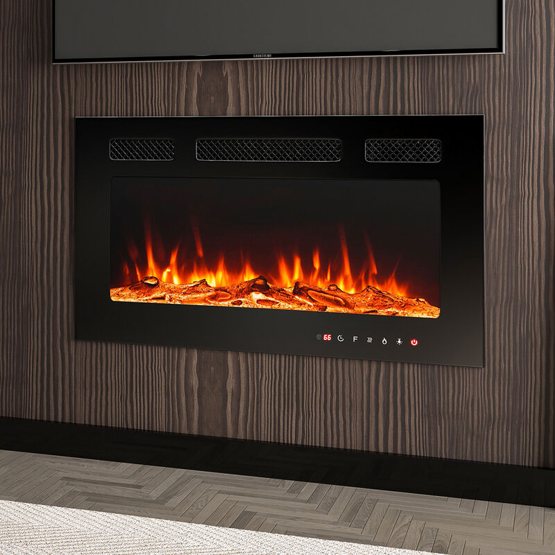 MONDAWE 30" Recessed Wall-Mounted Electric Fireplace 5000 BTU Heater with Remote Control