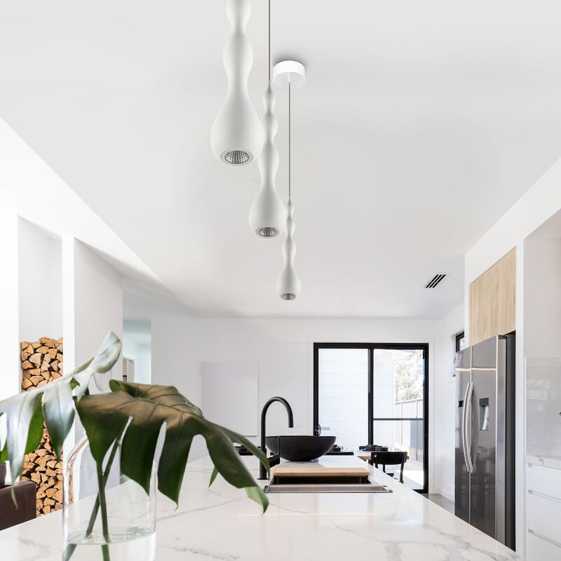 VONN Lighting Integrated LED Height Adjustable Pendant Light in White