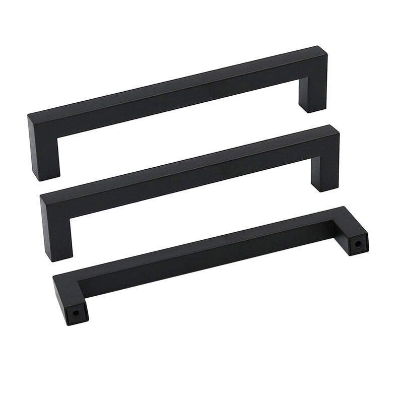 goldenwarm 2 Pack Black Cabinet Pulls Dresser Drawer Handle 6-1/4in(160mm) Kitchen Cabinets Handles Square Bar Stainless Steel M