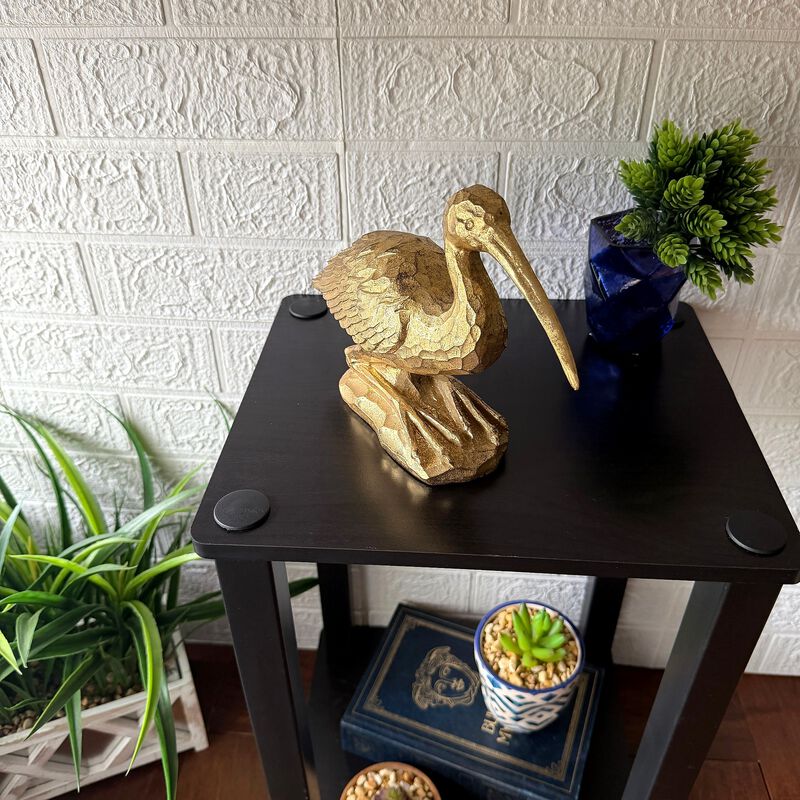 Gold Resin Crane Statue Bird Figurine 975 In Antique Style Table Decor image number 6