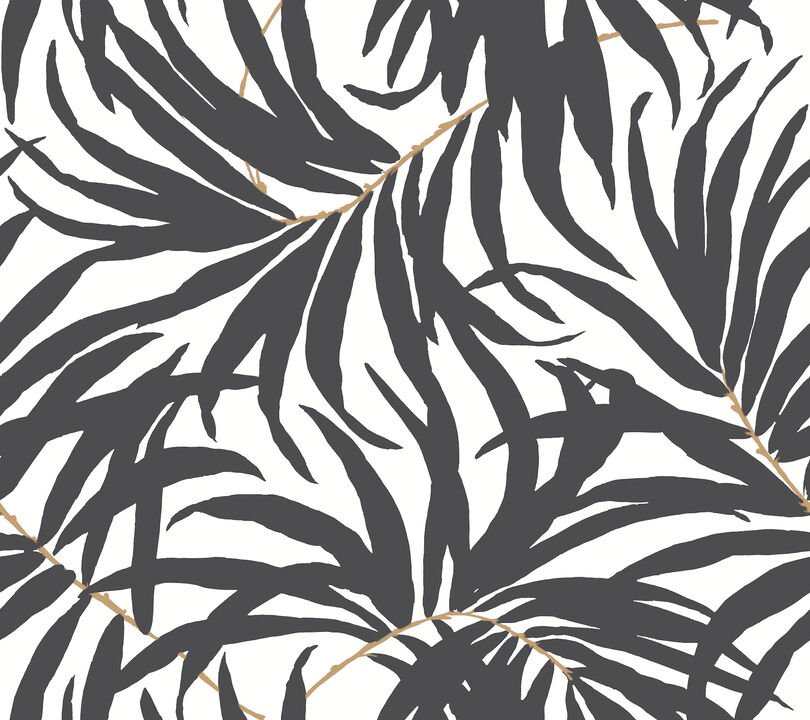 Bali Leaves Black Peel & Stick Wallpaper