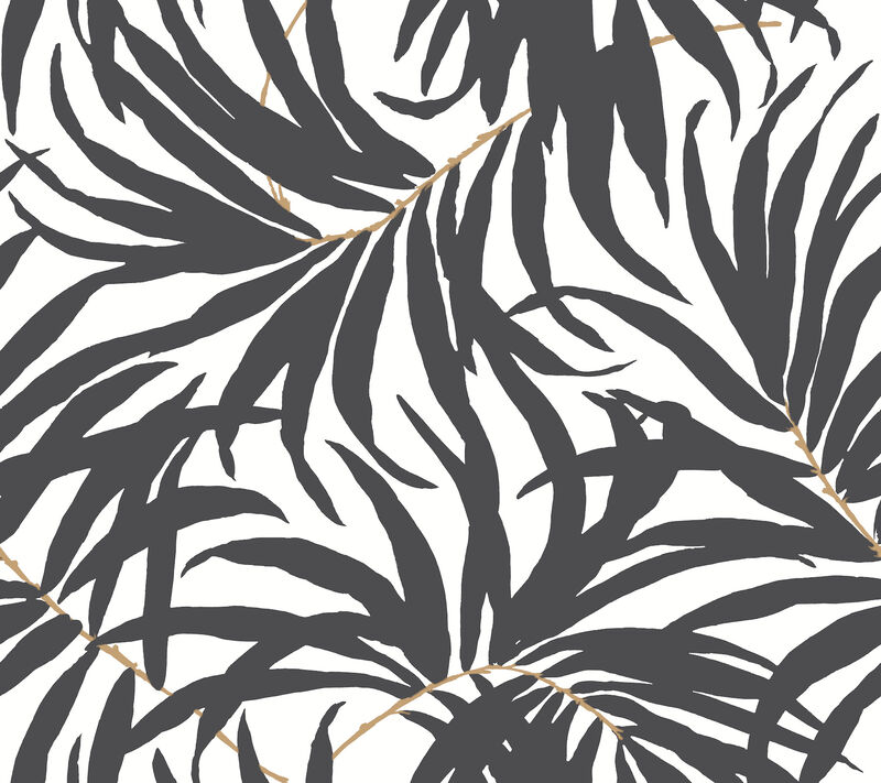 Bali Leaves Black Peel & Stick Wallpaper image number 0