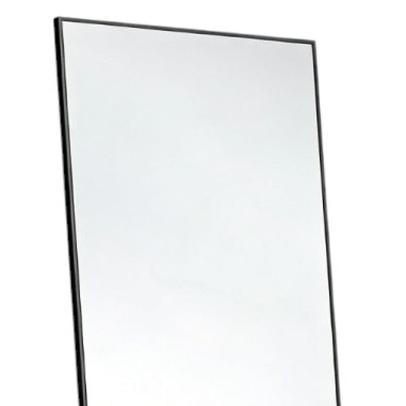 HomeRoots 56" Black Aluminum Freestanding And Wall Mounted Framed Full Length Mirror image number 3
