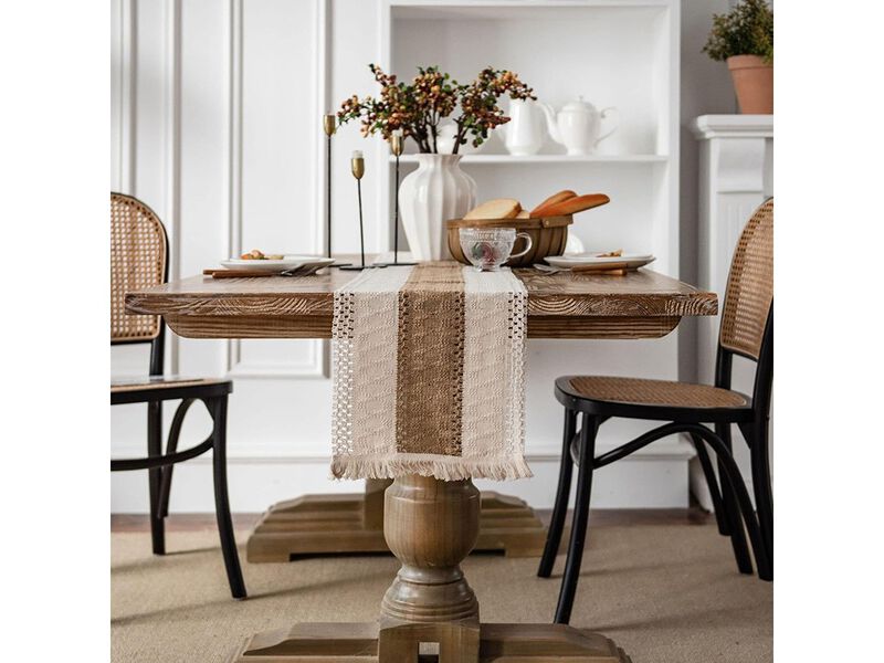 Boho Table Runners and Boho Round Placemats Splicing Woven Macrame image number 4
