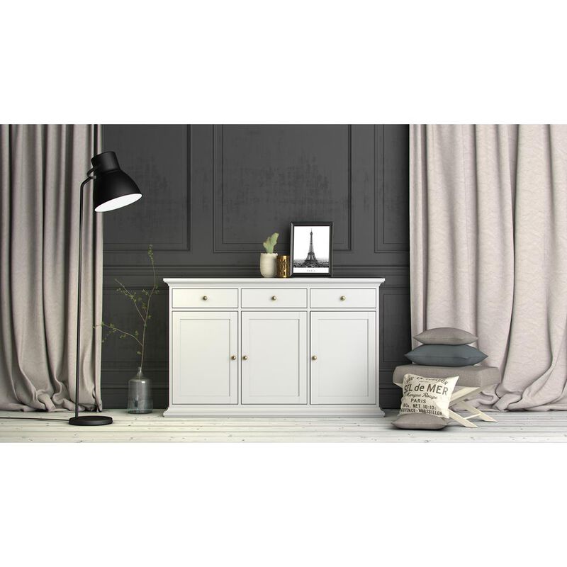 Tvilum Sideboard with 3 Doors and 3 Drawers, White