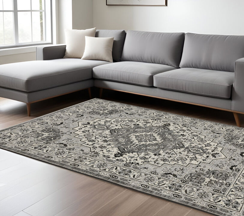 HomeRoots Medallion Area Rug With Fringe