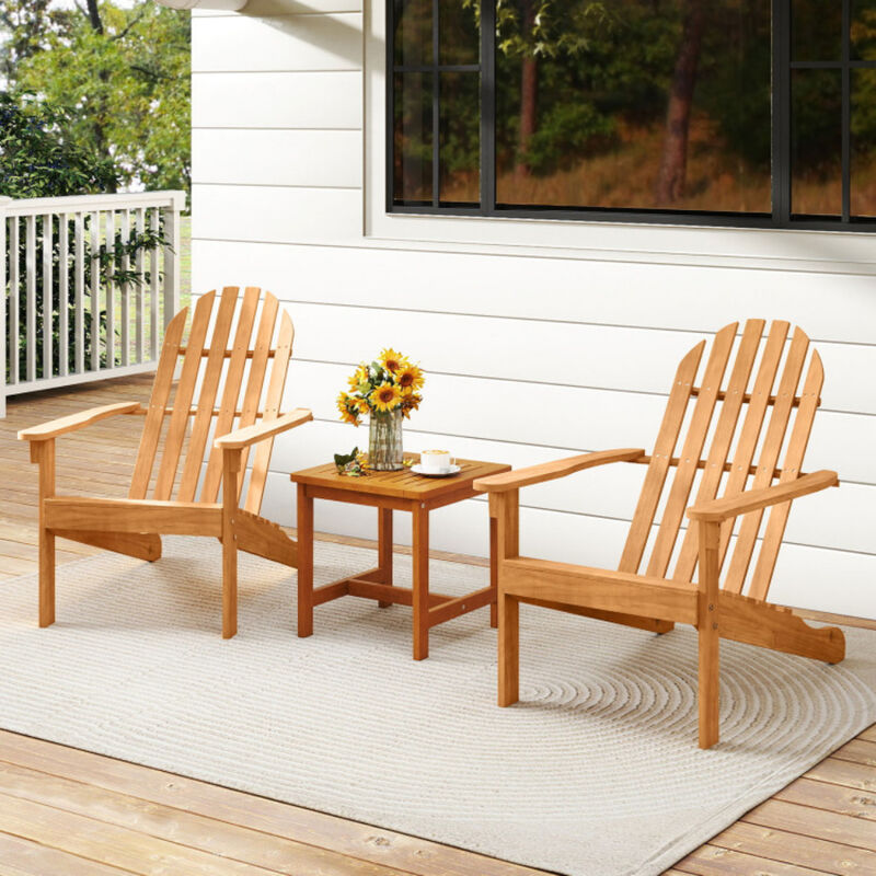 Outdoor Adirondack Chair with Sloped Seat and Tall Backrest for Porch, Patio & Poolside-Natural image number 3