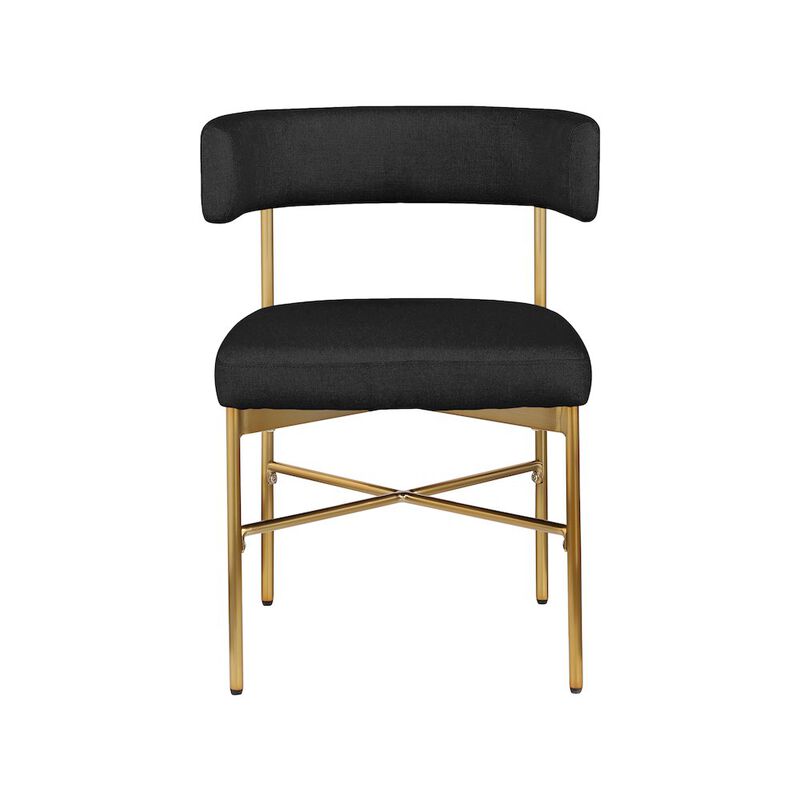 Meridian Furniture Rivage Black Durable Linen Textured Fabric Dining Chair, Set of 2