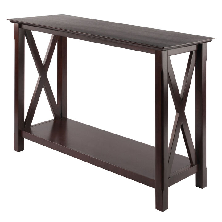 Winsome Xola Solid Wood Console Table with "X" Designed Panels and Chamfered Legs