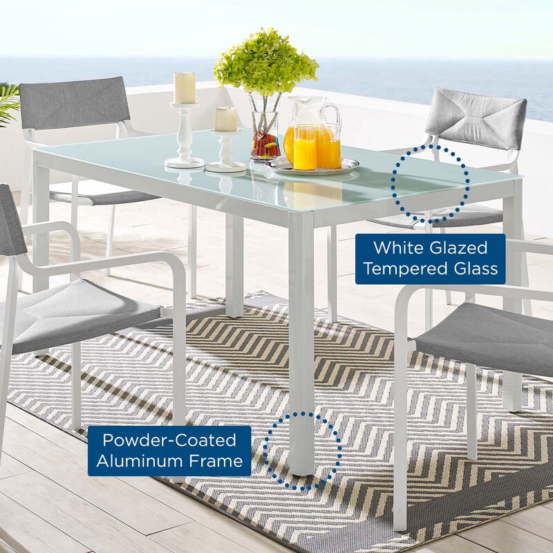 Modway - Raleigh 59" Outdoor Patio Aluminum Dining Table White image number 5