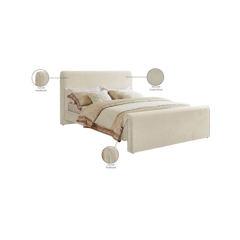 Meridian Furniture Sloan Cream Velvet King Bed